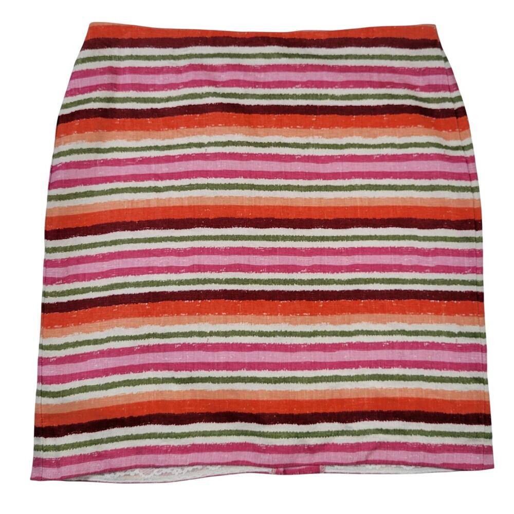 Talbots Pink Multicolor Striped Linen Mini Skirt Size 6
